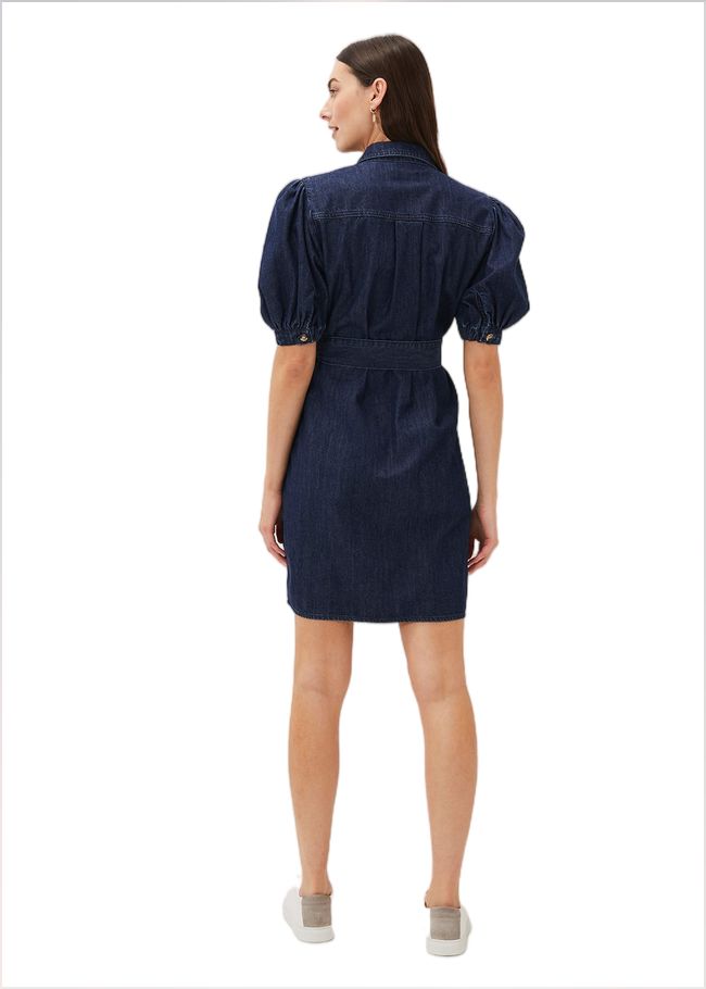  Josephine Denim Puff Sleeve Dress Indigo 221010353