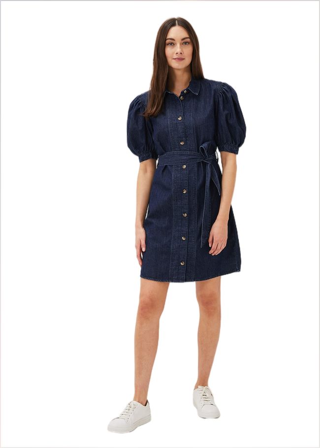  Josephine Denim Puff Sleeve Dress Indigo 221010353