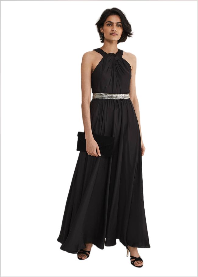  Vanessa Beaded Belt Maxi Dress Black 221014050