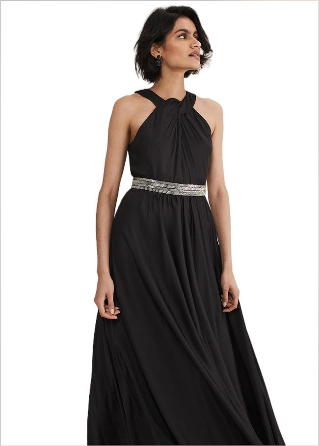  Vanessa Beaded Belt Maxi Dress Black 221014050