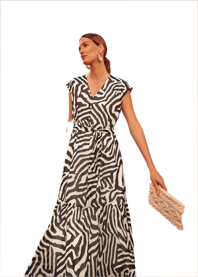  Zalaya Zebra Print Maxi Dress Multi-Coloured 221017000