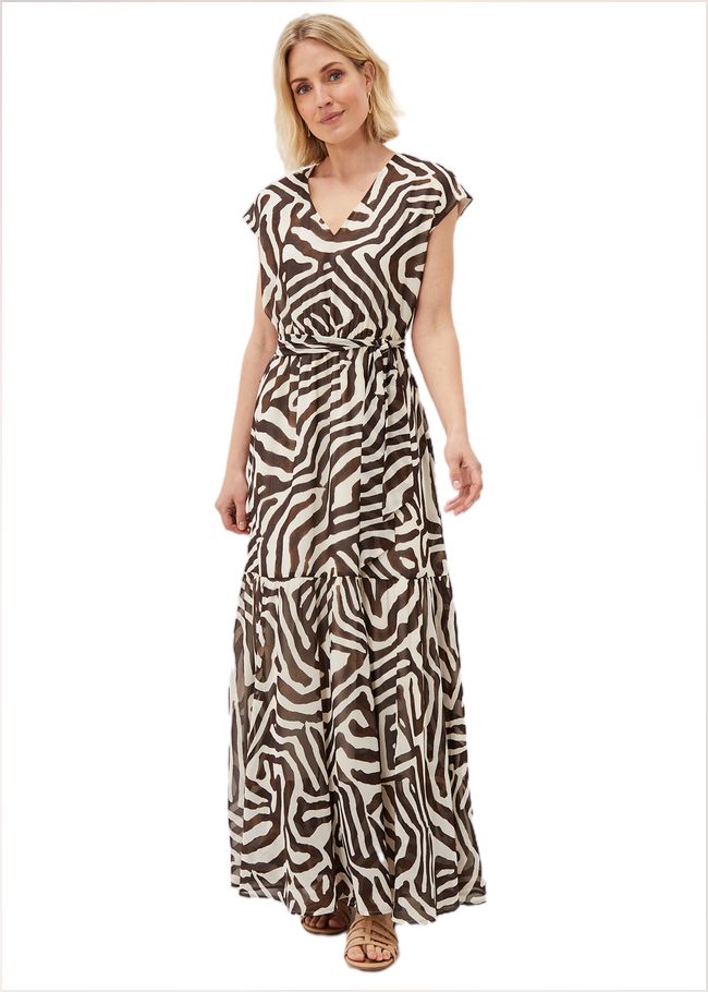  Zalaya Zebra Print Maxi Dress Multi-Coloured 221017000