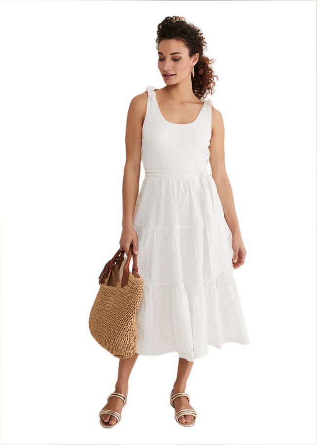  Jennie Strappy Tiered Dress White 221018055