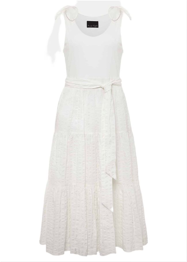  Jennie Strappy Tiered Dress White 221018055