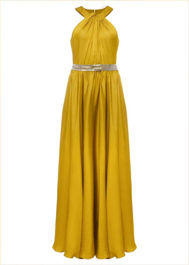  Vanessa Beaded Belt Maxi Dress Chartreuse 221024513