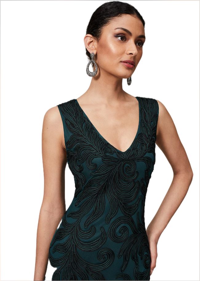  Marigold Tapework Dress Green/Black 221025248