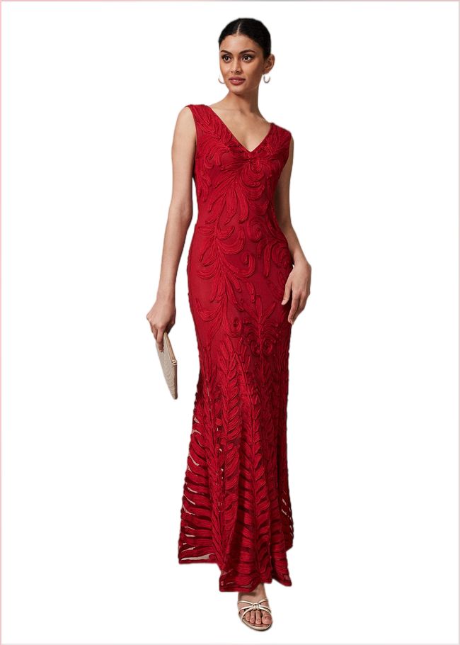  Marigold Tapework Maxi Dress Scarlet 221026731