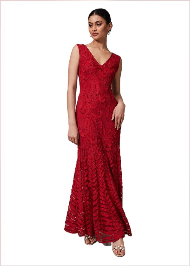  Marigold Tapework Maxi Dress Scarlet 221026731