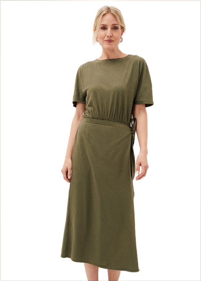  Emmalyn Cotton Midi Dress Khaki 221027507