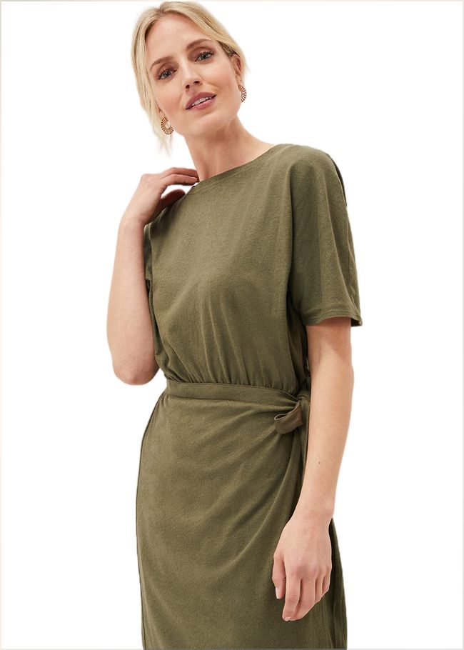  Emmalyn Cotton Midi Dress Khaki 221027507