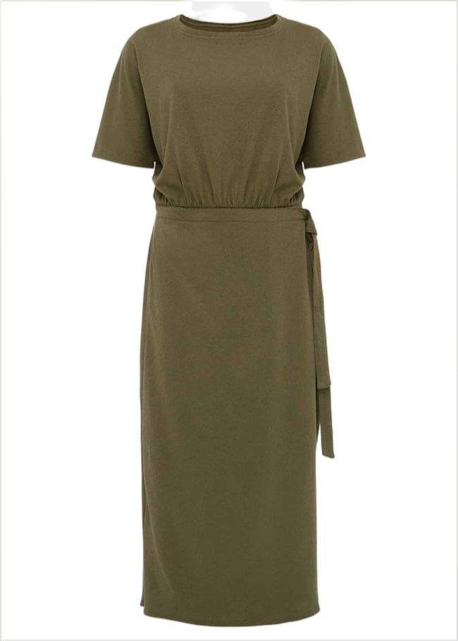  Emmalyn Cotton Midi Dress Khaki 221027507