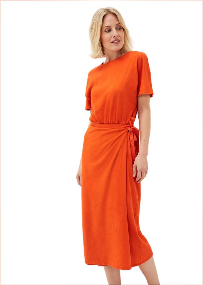  Emmalyn Cotton Midi Dress Tangerine 221028388