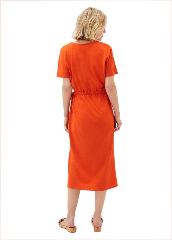  Emmalyn Cotton Midi Dress Tangerine 221028388