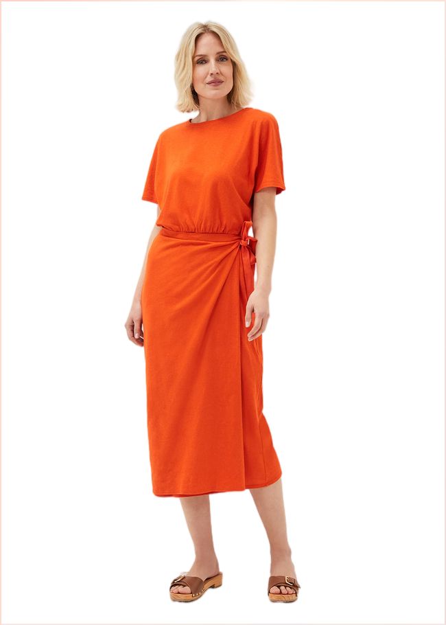  Emmalyn Cotton Midi Dress Tangerine 221028388