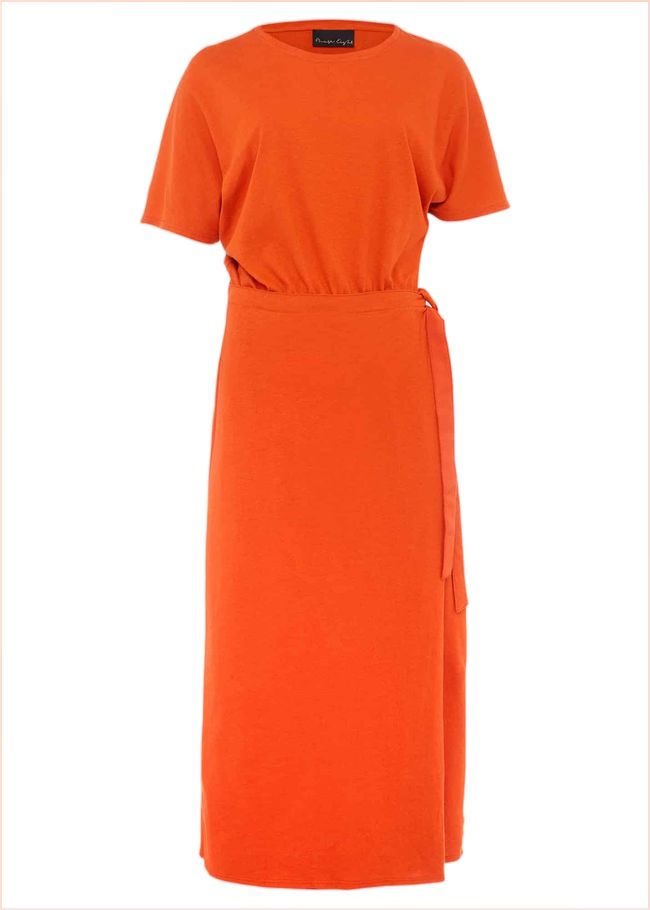  Emmalyn Cotton Midi Dress Tangerine 221028388