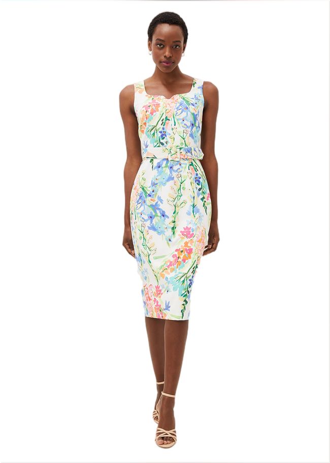  Serina Floral Midi Dress Ivory Multi 221034225