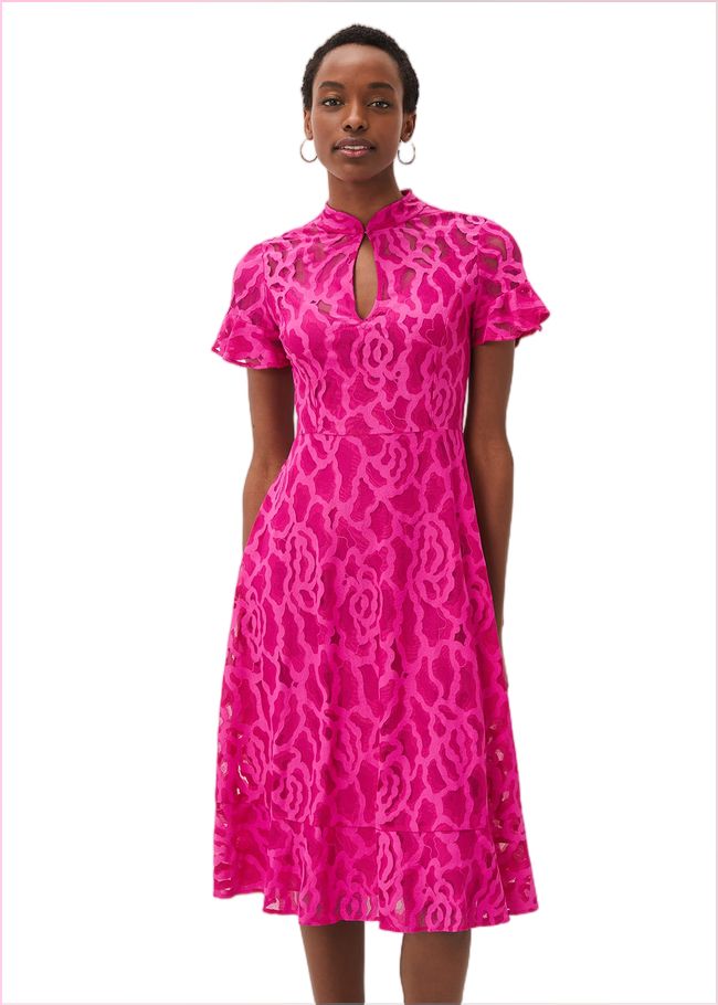  Lulu Lace Midi Dress Magenta Pink 221037389