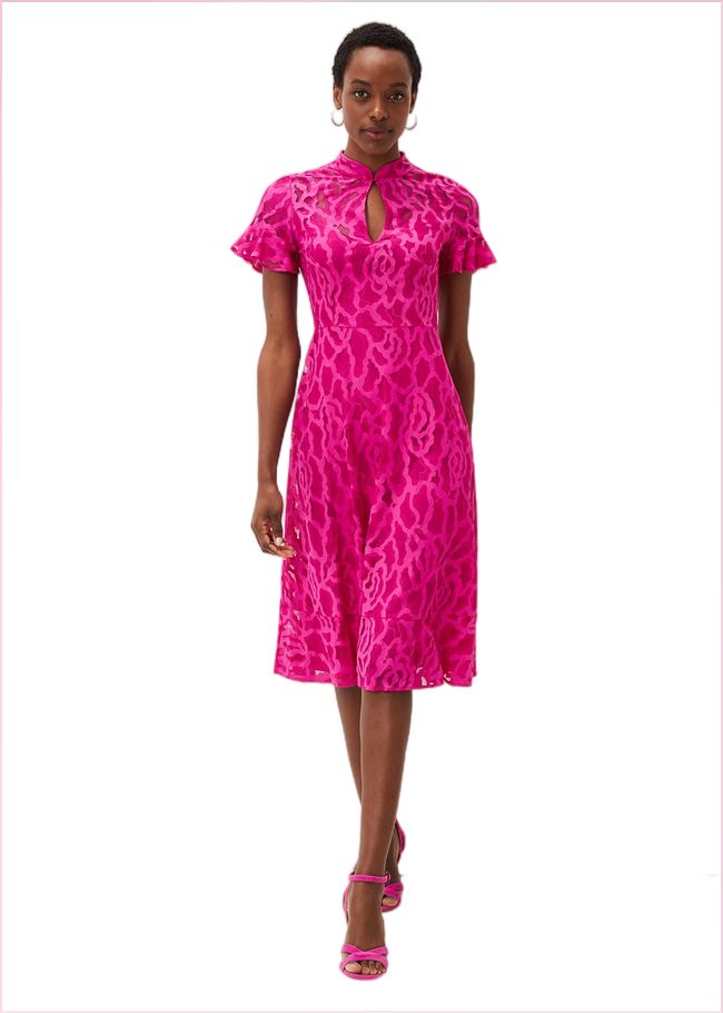  Lulu Lace Midi Dress Magenta Pink 221037389