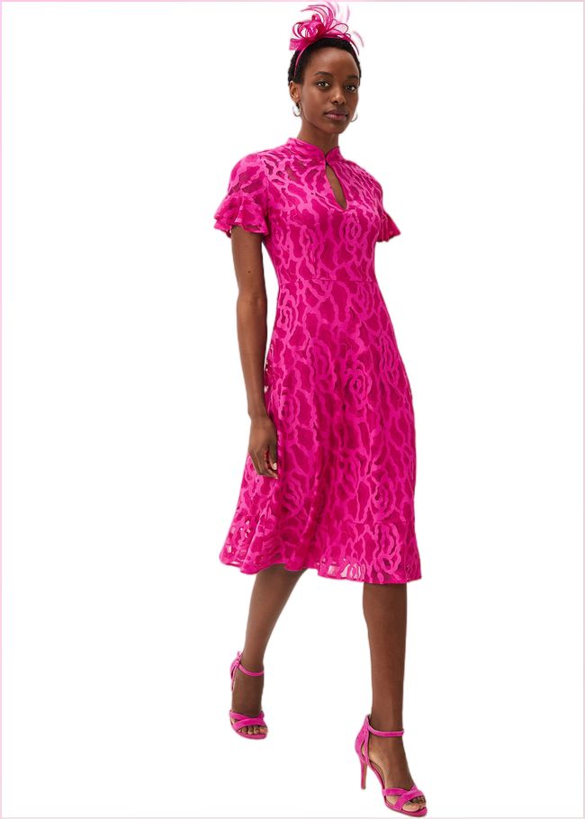  Lulu Lace Midi Dress Magenta Pink 221037389