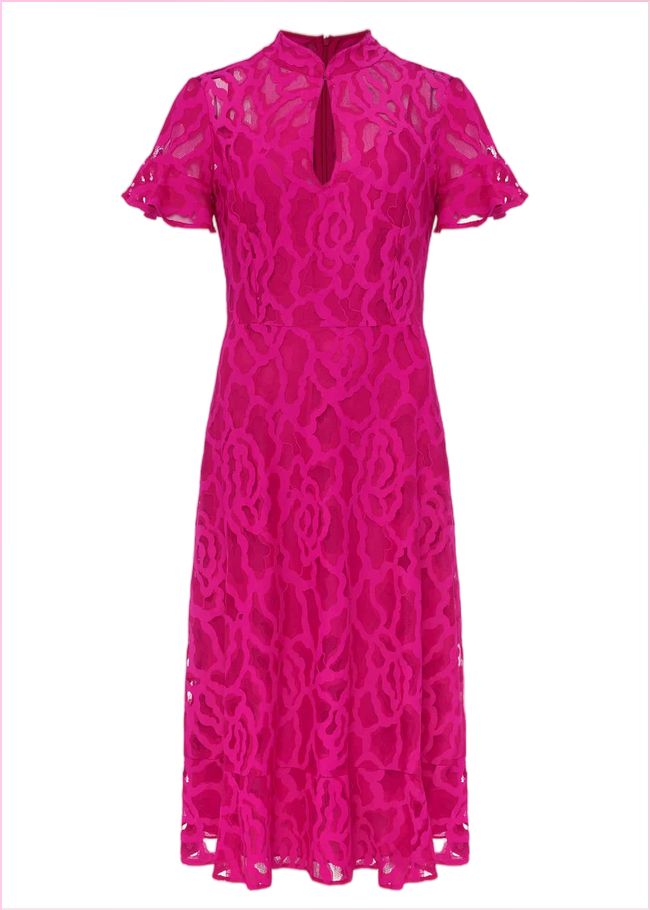  Lulu Lace Midi Dress Magenta Pink 221037389