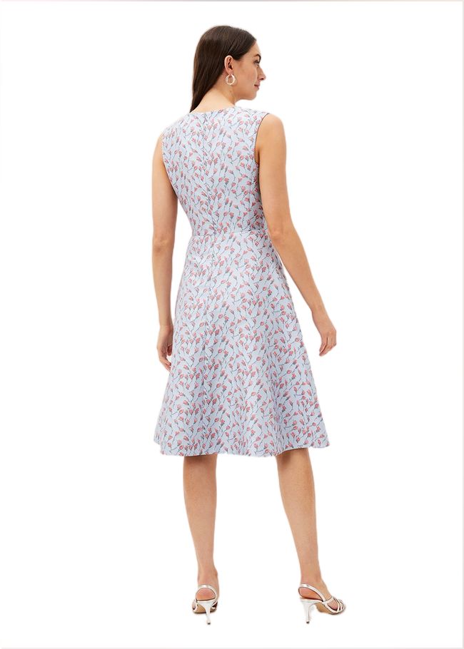  Rosebud Jacquard Fit And Flare Dress Arctic Blue/Pink 221038477