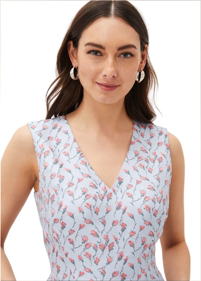  Rosebud Jacquard Fit And Flare Dress Arctic Blue/Pink 221038477