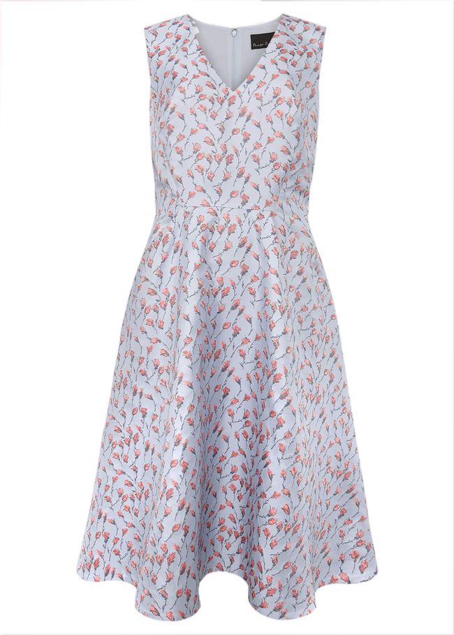  Rosebud Jacquard Fit And Flare Dress Arctic Blue/Pink 221038477