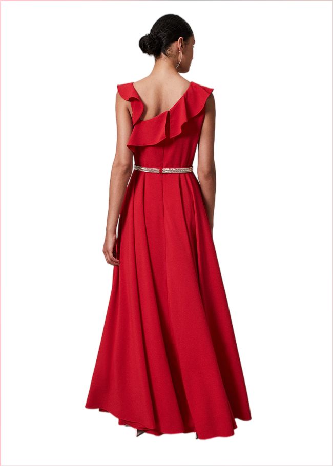  Kimmy Ruffle Embellished Maxi Dress Scarlet 221039731