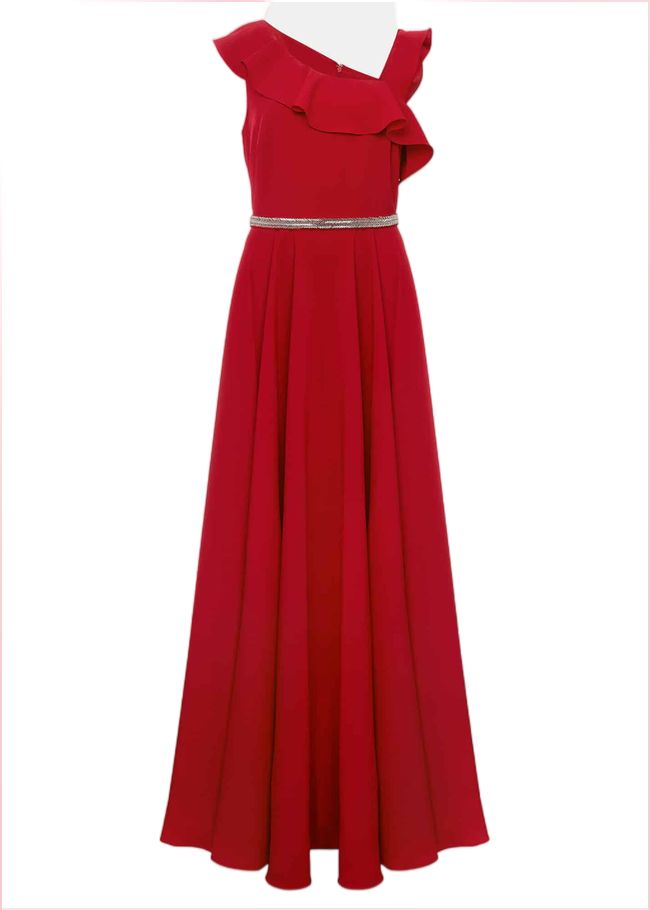  Kimmy Ruffle Embellished Maxi Dress Scarlet 221039731