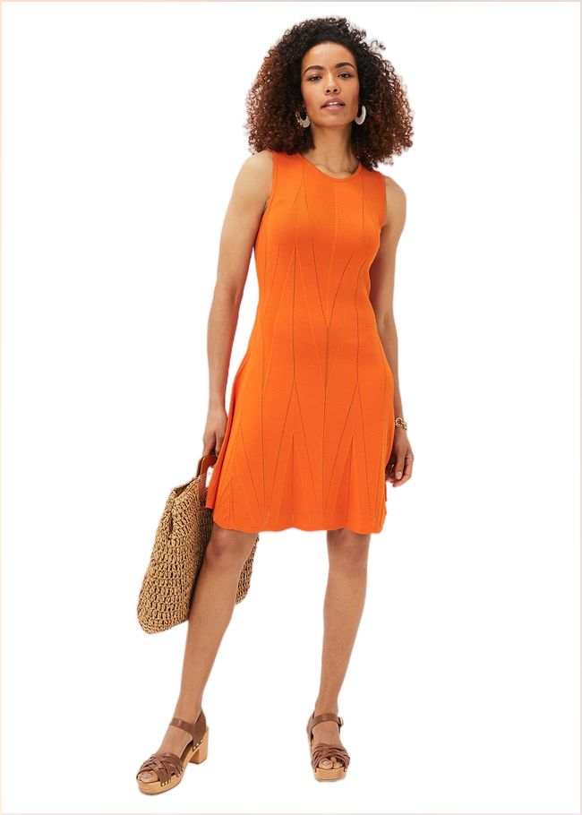  Jaya Stitch Detail Dress Orange 221040650