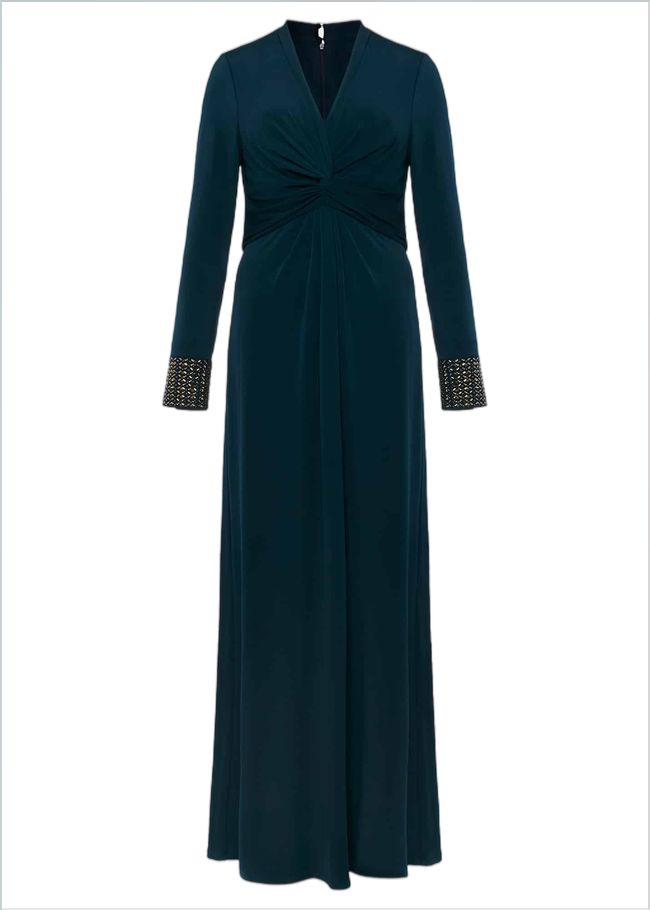  Shanelle Embellished Cuff Maxi Dress Peacock Green 221041852