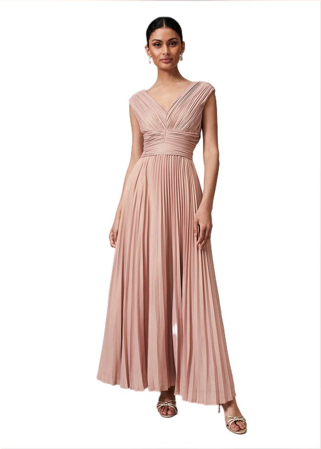  Nelly Pleat Dress Pink Champagne 221045660