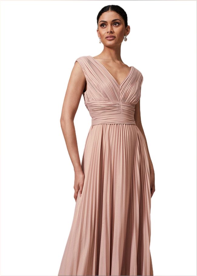  Nelly Pleat Dress Pink Champagne 221045660