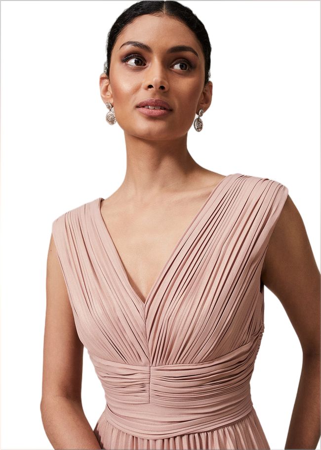  Nelly Pleat Dress Pink Champagne 221045660