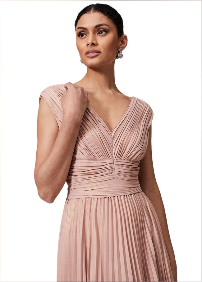  Nelly Pleat Dress Pink Champagne 221045660