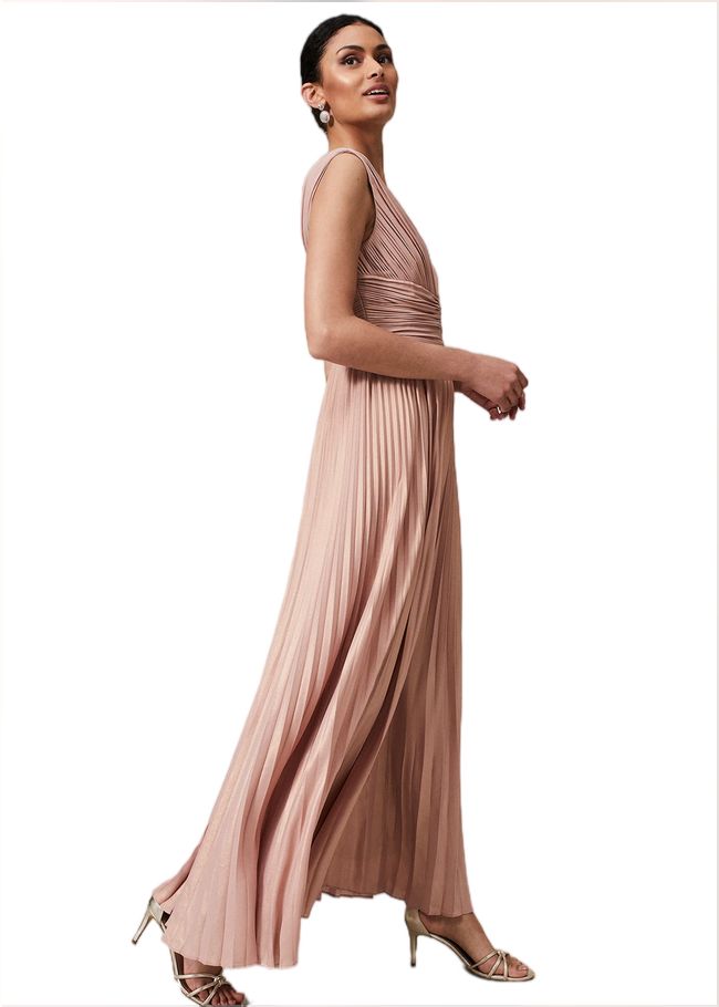  Nelly Pleat Dress Pink Champagne 221045660