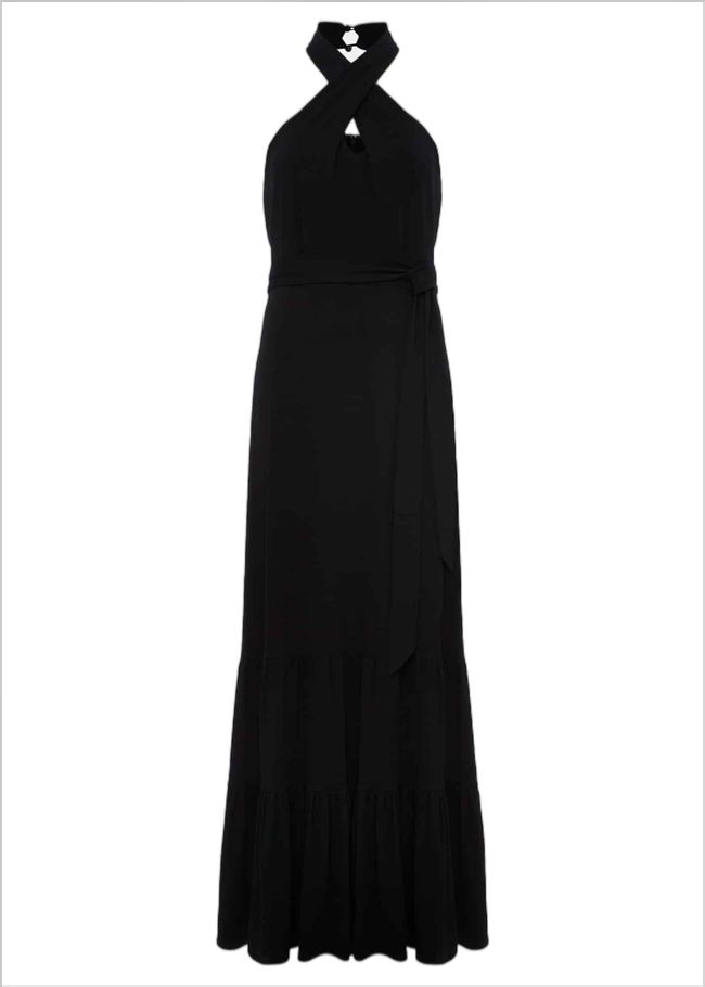  Valeria Jersey Halter Neck Dress Black 221046050