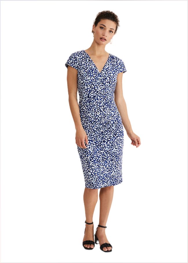  Brooke Printed Wrap Dress Blue/Multi 221047380