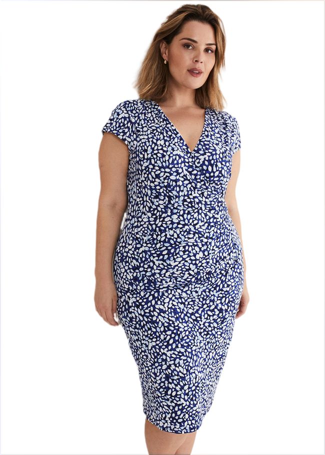  Brooke Printed Wrap Dress Blue/Multi 221047380