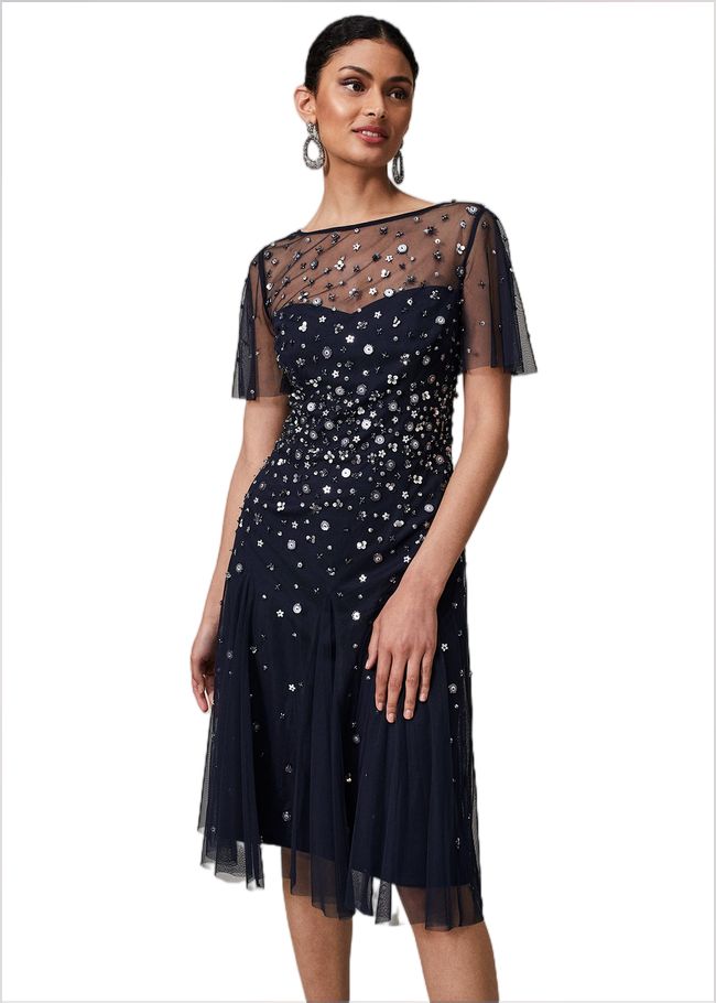  Molly Sequin Midi Dress Navy/Silver 221048032