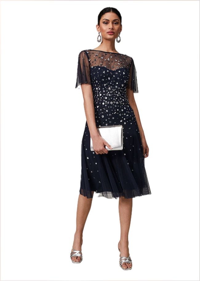  Molly Sequin Midi Dress Navy/Silver 221048032