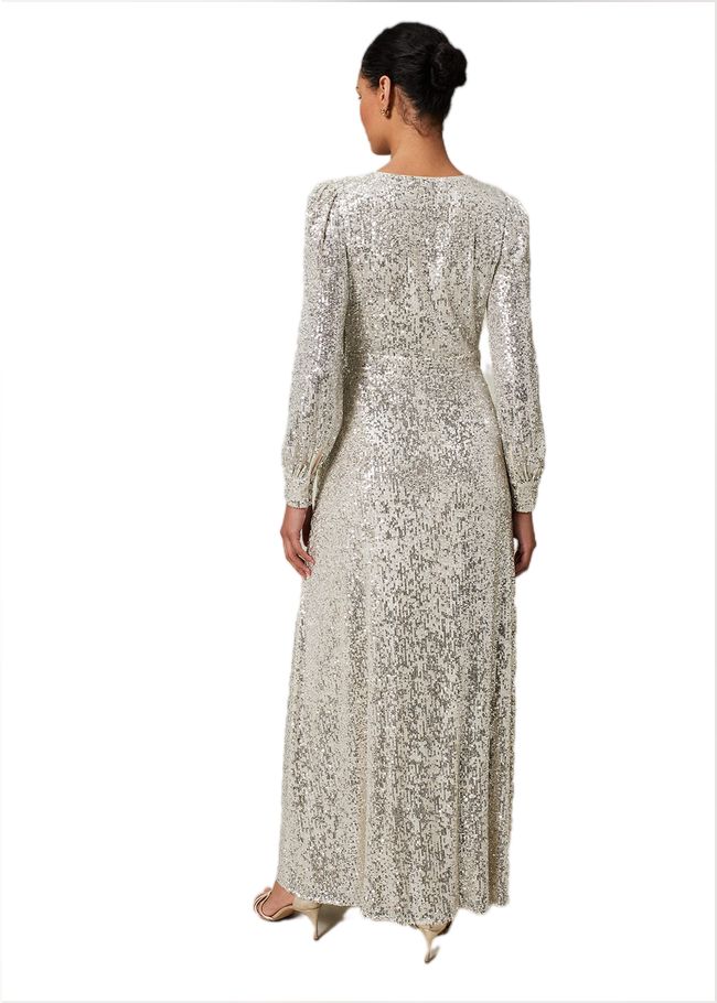  Amily Sequin Maxi Dress Silver 221051065