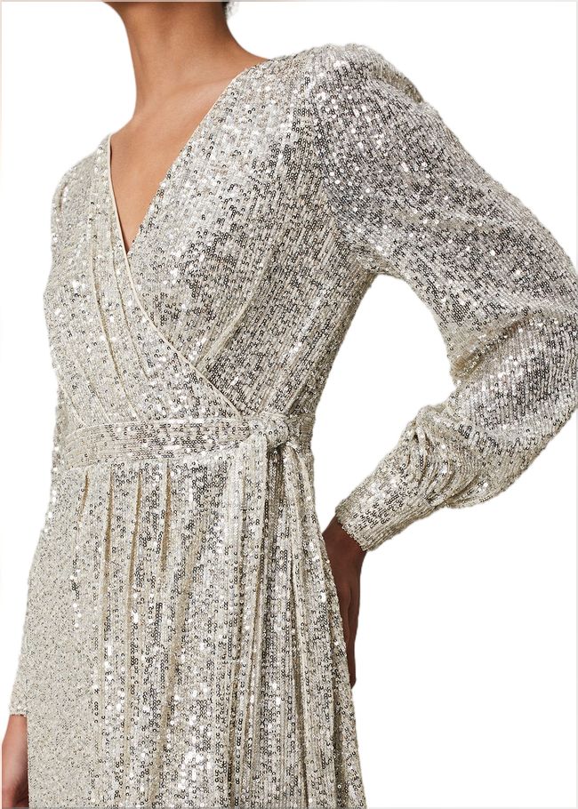  Amily Sequin Maxi Dress Silver 221051065