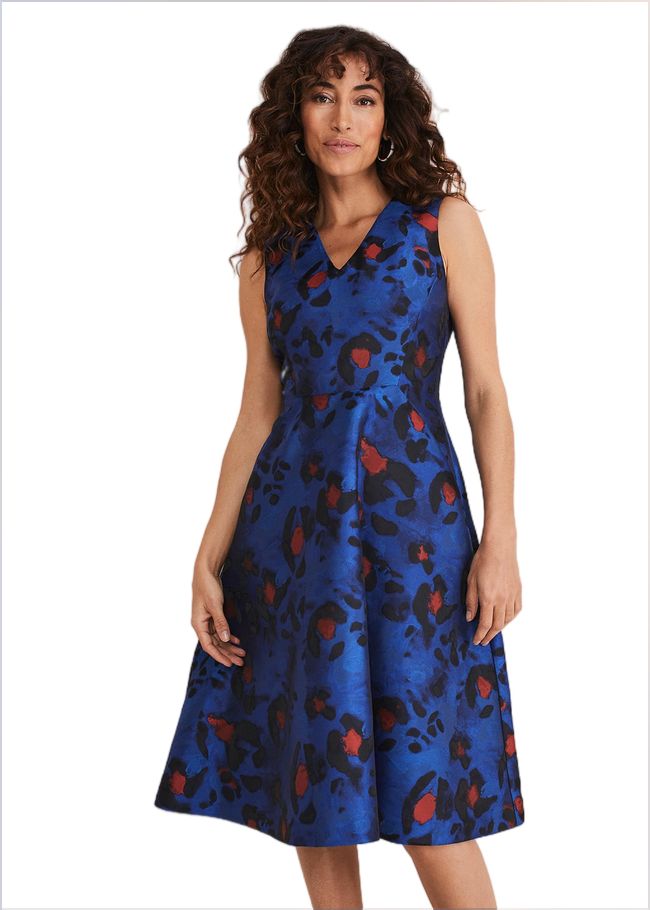  Clarisse Print Jacquard Dress Cobalt/Multi 221055581