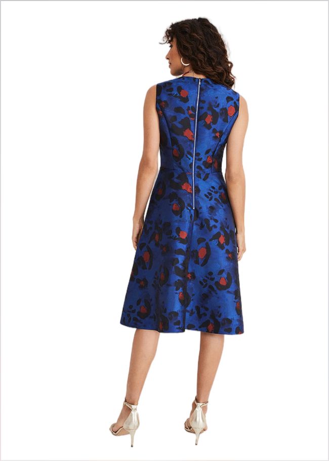  Clarisse Print Jacquard Dress Cobalt/Multi 221055581