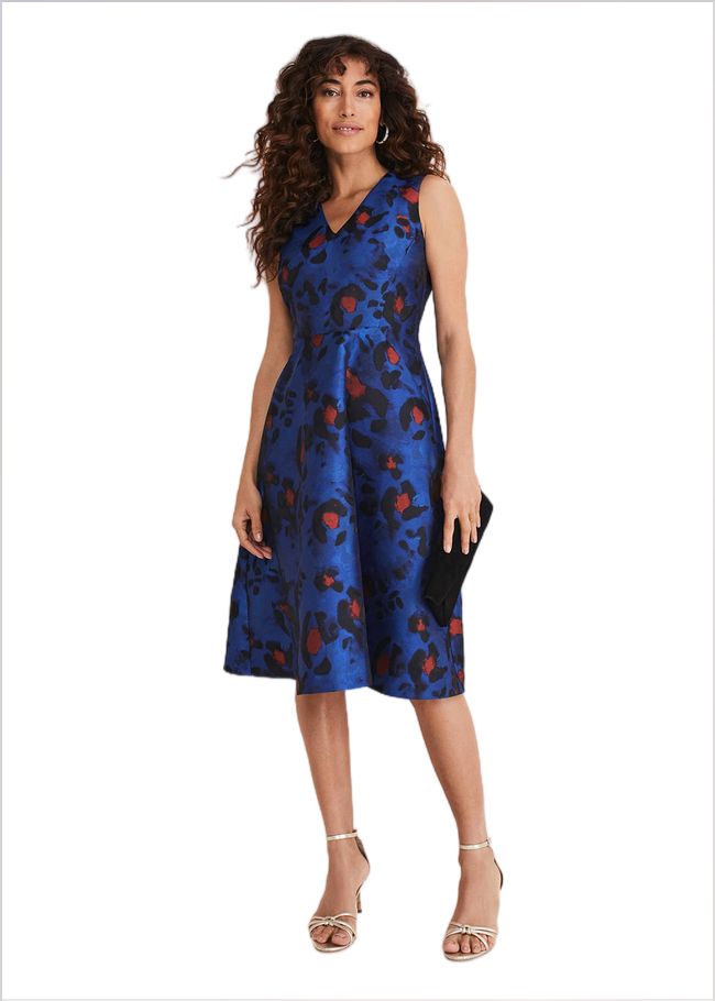  Clarisse Print Jacquard Dress Cobalt/Multi 221055581