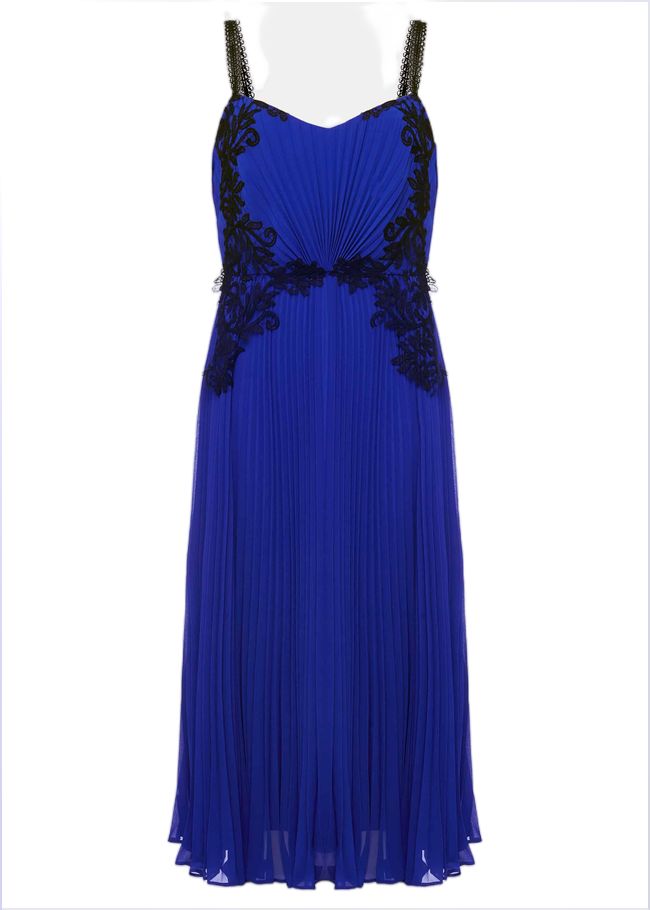  Tiffany Lace Pleated Midi Dress Cobalt 221060751