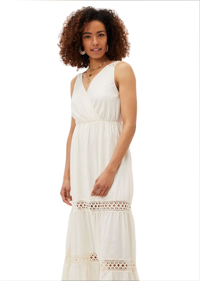  Mai Broderie Lace Maxi Dress Ivory 221061106