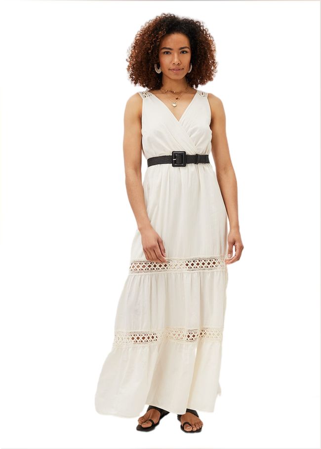  Mai Broderie Lace Maxi Dress Ivory 221061106