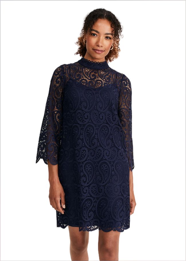  Verity Lace Shift Dress Navy 221064351